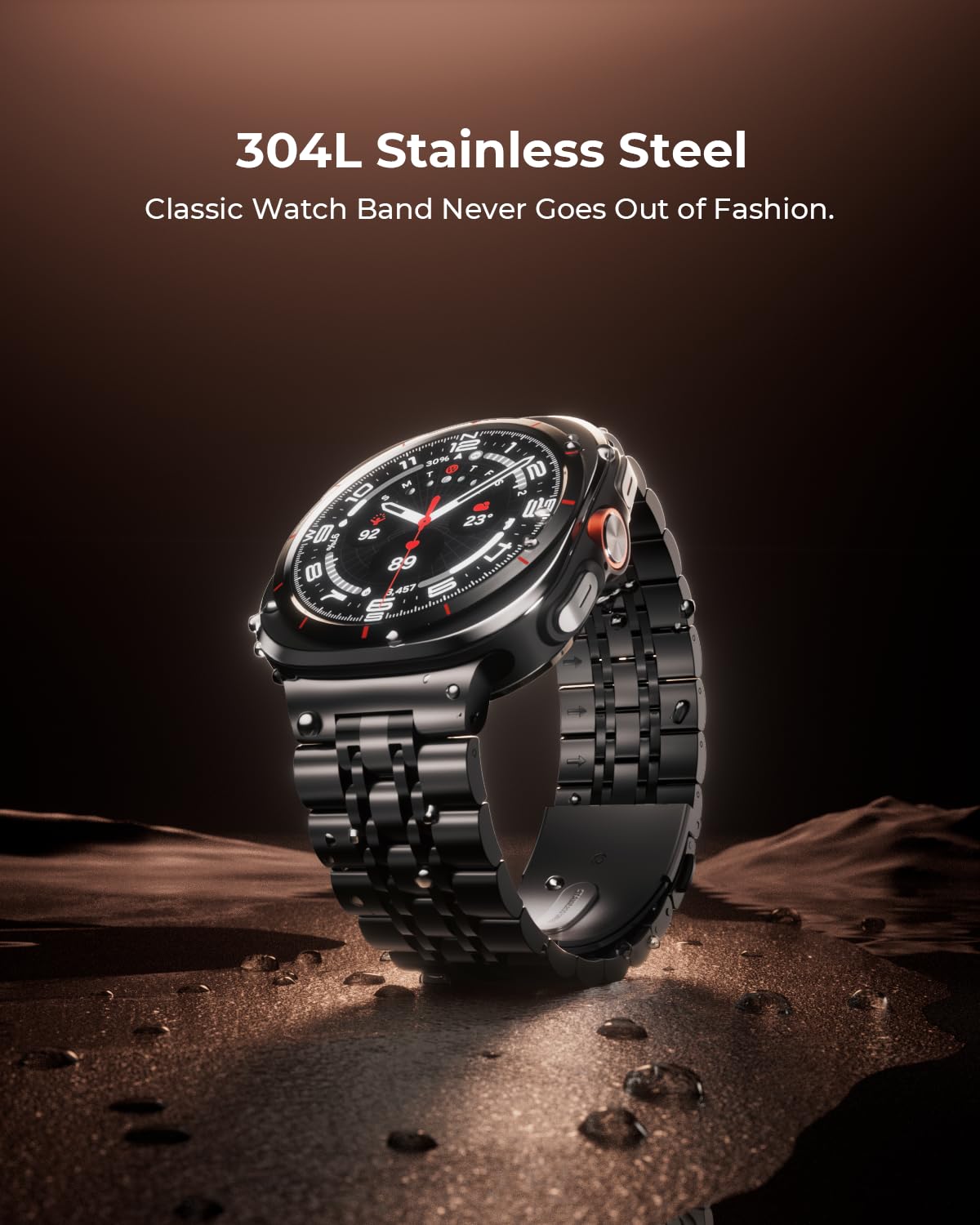 SUNDAREE Compatibile con Cinturino Samsung Galaxy Watch Ultra 47MM,No Gap Uomo Donna Lucente Metallo Acciaio Orologio Cinturini Ricambio Smartwatch Band per Galaxy Watch Ultra SM-L705,Nero