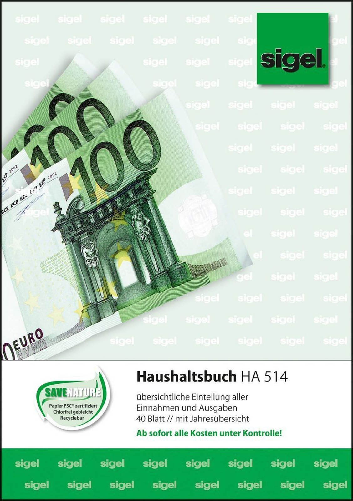 Sigel HA514 Accounts Book for Recording Expenses, A5, 80 Seiten