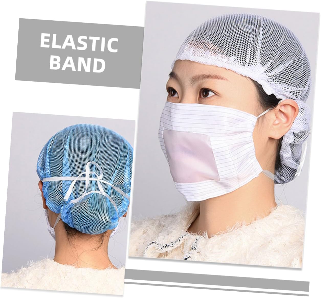 NOLITOY 8pcs Anti-Static Breathable Mesh Chef Caps Disposable Elastic Head Covers for Food Service Dustproof Hair Nets for Kitchen and Use