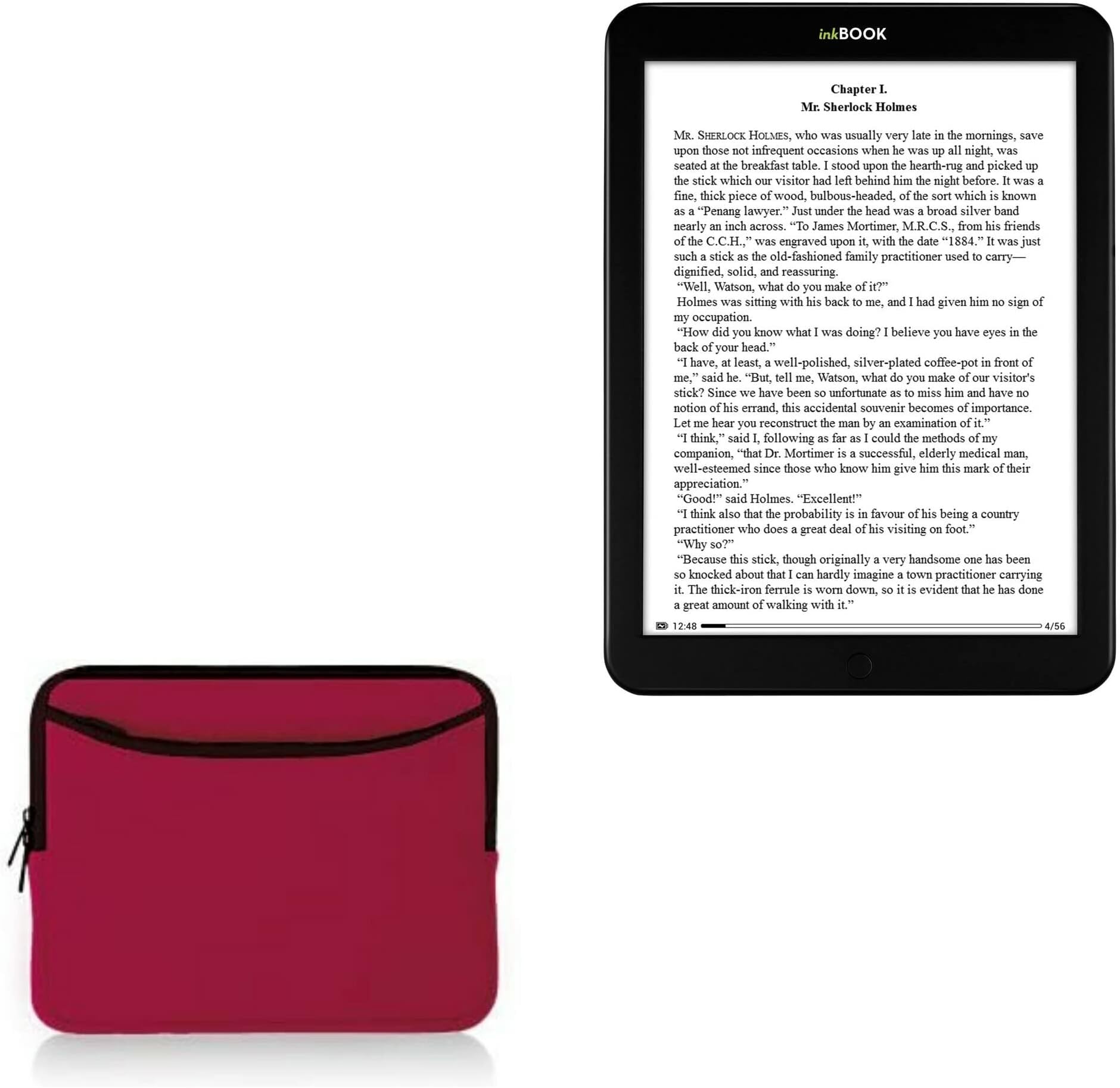 BoxWave Case Compatible with inkBOOK 8 - SoftSuit with Pocket, Soft Pouch Neoprene Cover Sleeve Zipper Pocket for inkBOOK 8 - Crimson Red