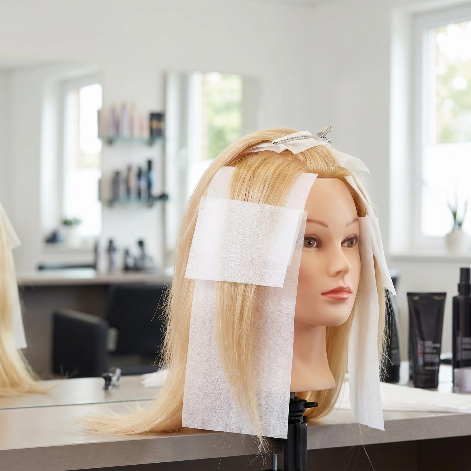 50 Stück Strähnenpapier Wiederverwendbar - 40x13cm Schaumstoff Strähnenfolie für Balayage & Highlights, Waschbares Haarfärbepapier, Profi Friseurbedarf für Langhaar, Weiß