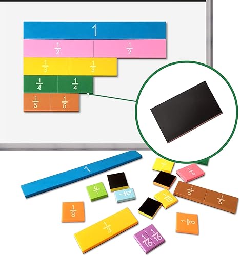Miniatura 5 de 134 piezas de azulejos de fracción magnética y círculos de fracciones, juegos educativos de aprendizaje manipulativo de matemáticas para escuela