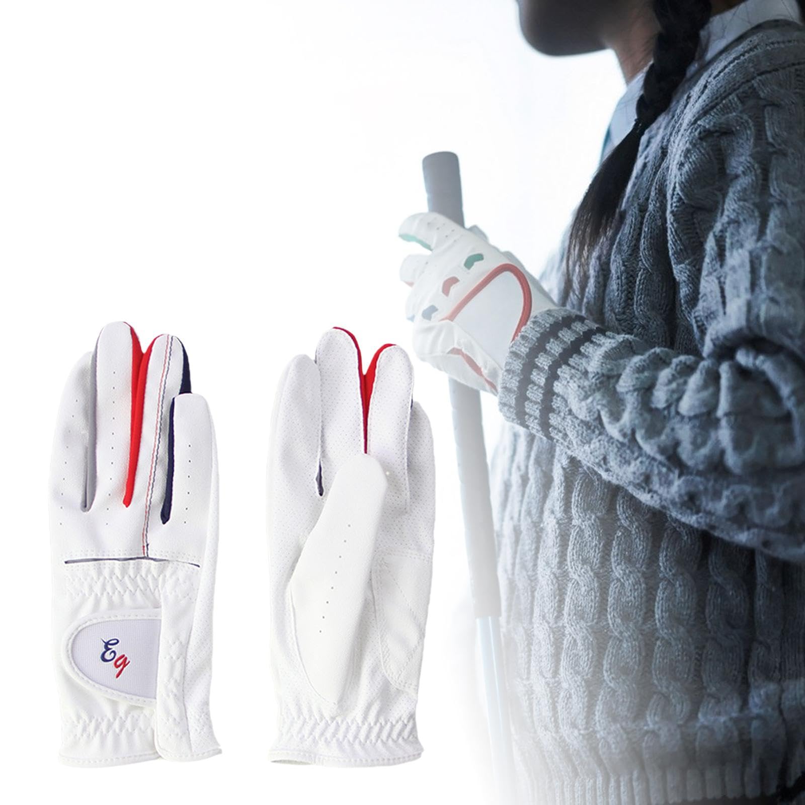 Damen Golfhandschuhe, rutschfeste Golfhandschuhe, Weiche Handschuhe für Linke Und Rechte Hand, Mesh Handschuhe für Golf, Radfahren Und Angeln