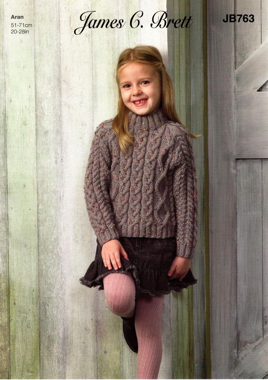 James C Brett James Brett Jb763 Aran Knitting Pattern Childrens Cable Knit Sweater