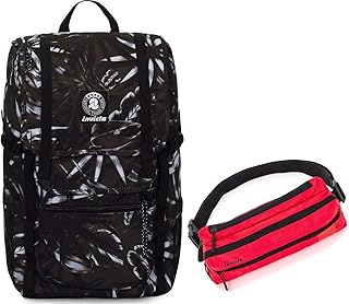 Zaino INVICTA + Marsupio - TRIKO - Darker Nature Nero fantasia - tasca porta pc padded - 27 LT -