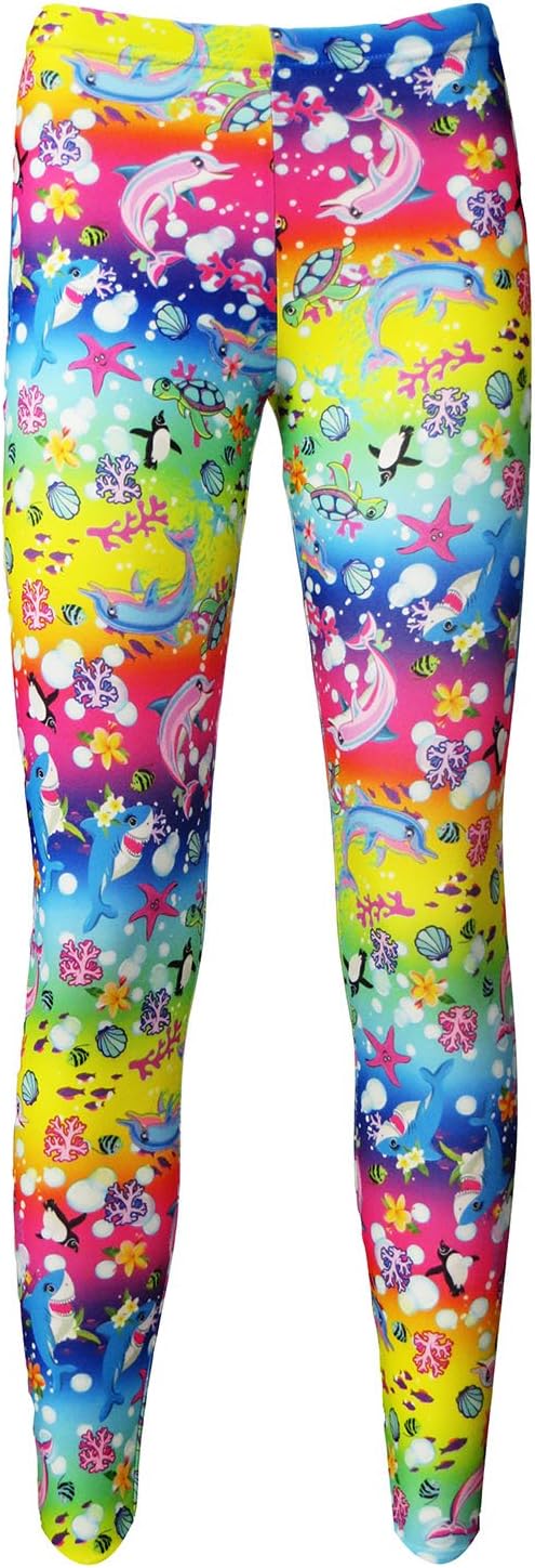 Multi Sea Animals Dolphins Coral Turtles Fish Sharks Floral Print Leggings