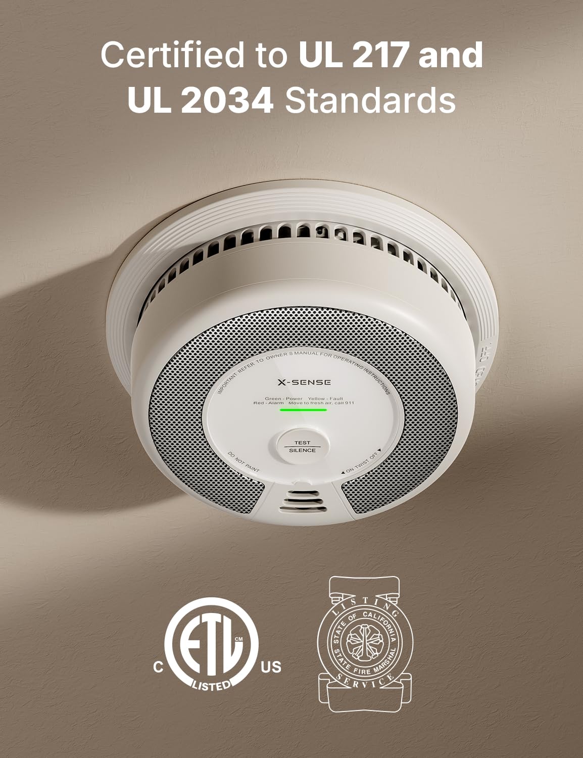 X-Sense Smoke Detector Carbon Monoxide Alarm Combo 10-Year Battery, UL 217 & UL 2034 Certified, Model SC06, 1-Pack - 3