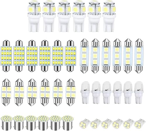 Crynod Juego de 42 luces LED T10 para matrícula de automóvil, 12 V, IP68, impermeable, repuesto de luces de cúpula de automóvil, kit universal de