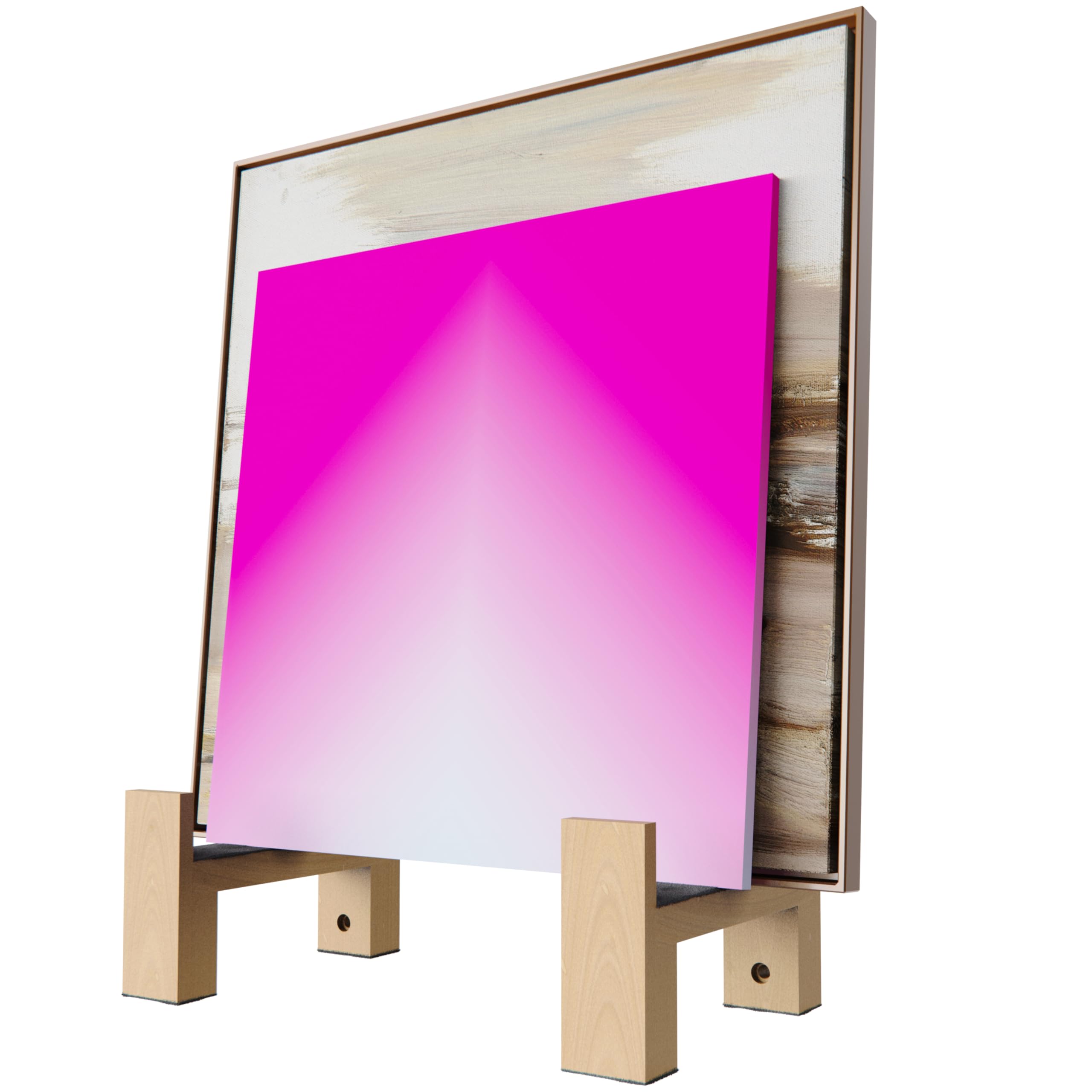 UNZERO Wooden Art Canvas Holder, Wall-Mounted Painting Storage Rack with Non-Slip Pads, Protects Artwork, Canvas Board from Floor Stain, Ideal for Studios, Galleries, Artist Workshops