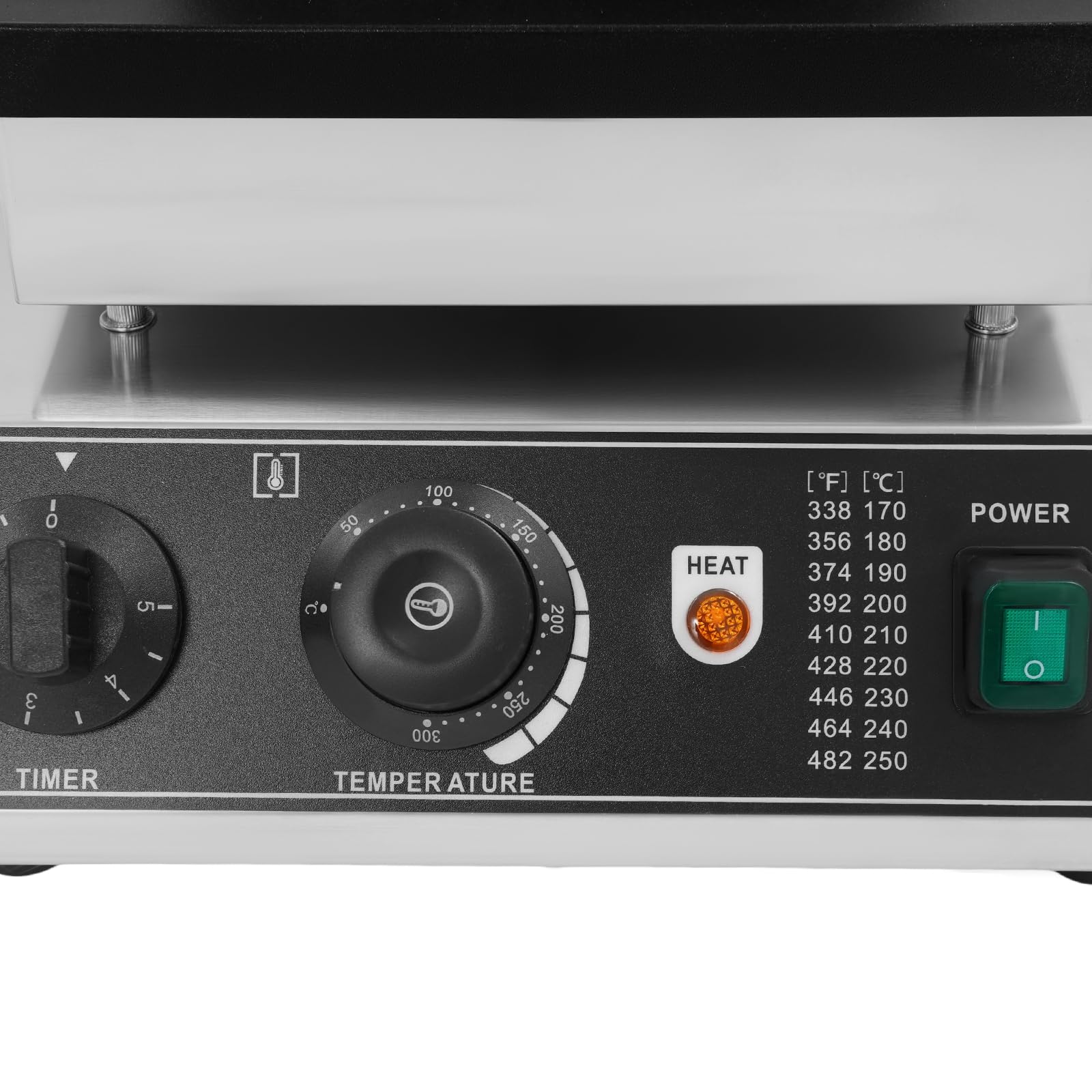 Máquina de gofres comercial de 2000 W, máquina de gofres con revestimiento antiadherente, de acero inoxidable, con control de temperatura y tiempo, para restaurante panadería Snack-Bar