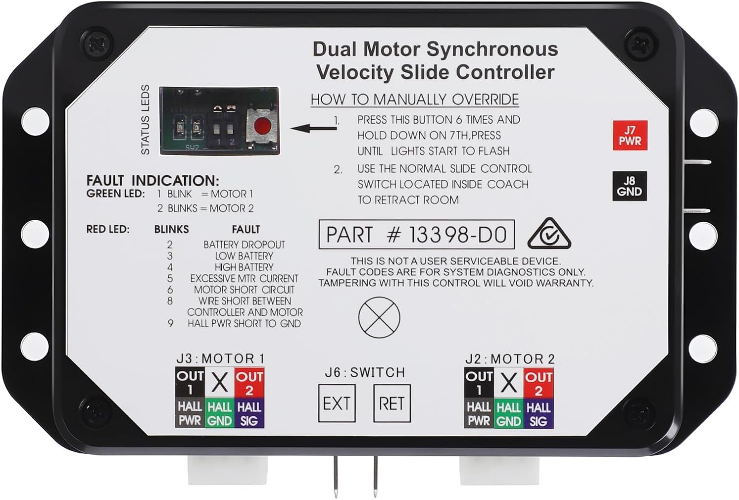 New Upgraded 13398-DO Dual Synchronous Velocity Slide Controller, Compatible with Lippert in-Wall Slide-Out on RV,Replacement for V-Sync II, Match 211852 Component,Replaced The 13398-C2