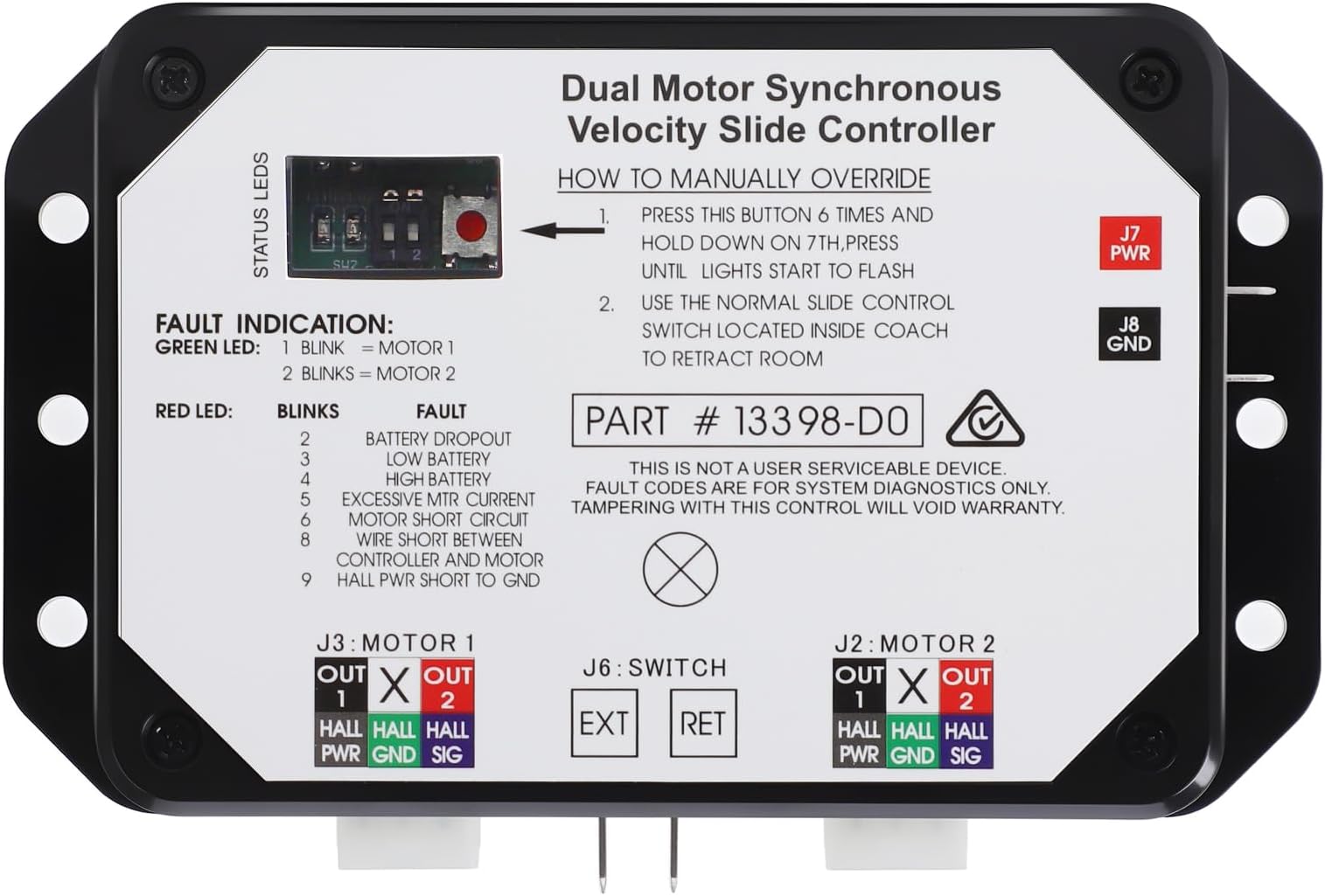 New Upgraded 13398-DO Dual Synchronous Velocity Slide Controller, Compatible with Lippert in-Wall Slide-Out on RV,Replacement for V-Sync II, Match 211852 Component,Replaced the 13398-C2