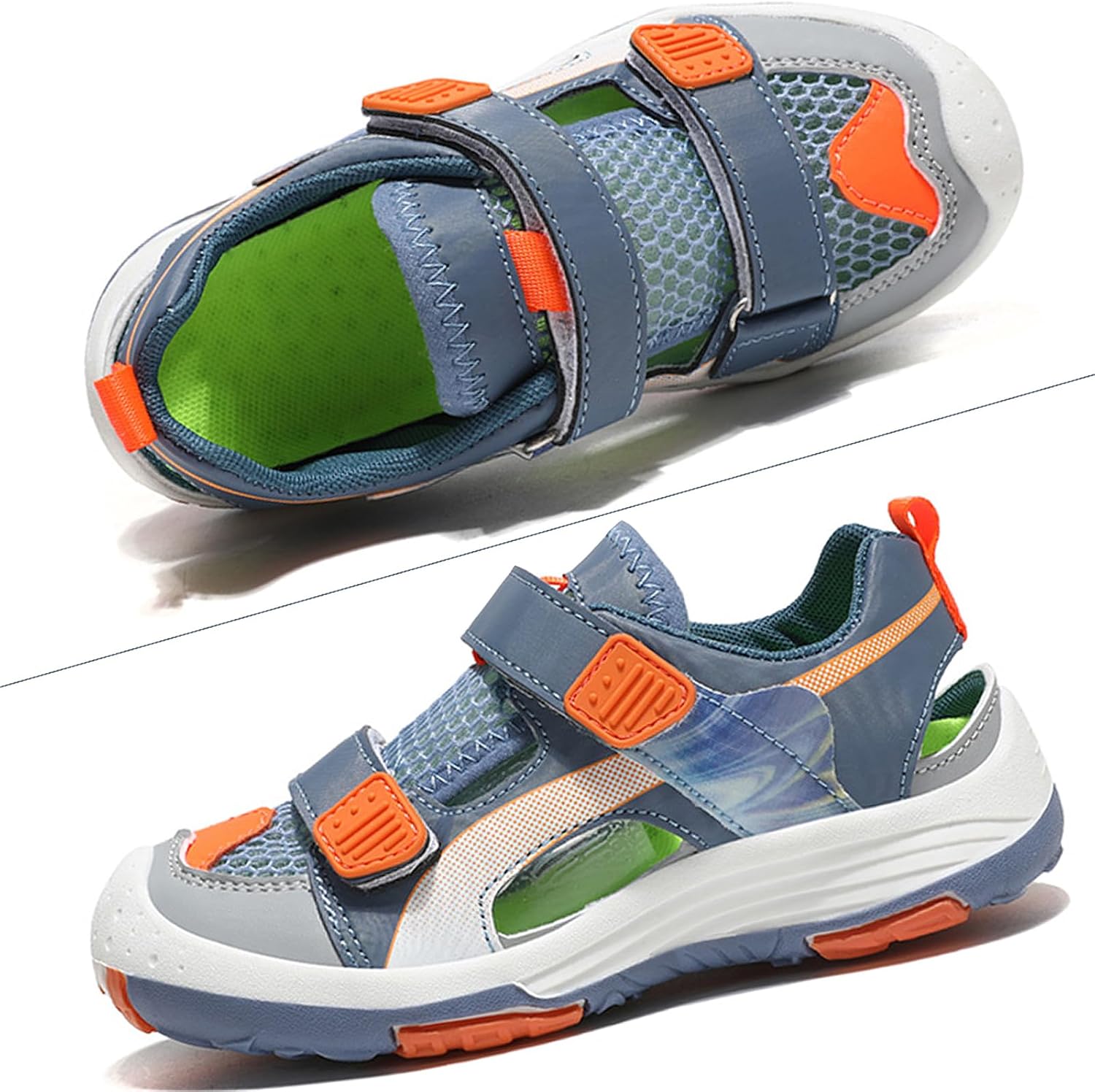 WUIWUIYU Boys Girls Outdoor Casual Closed Toe Sport Sandals Beach Water Swimming Athletic Summer Mesh Shoes