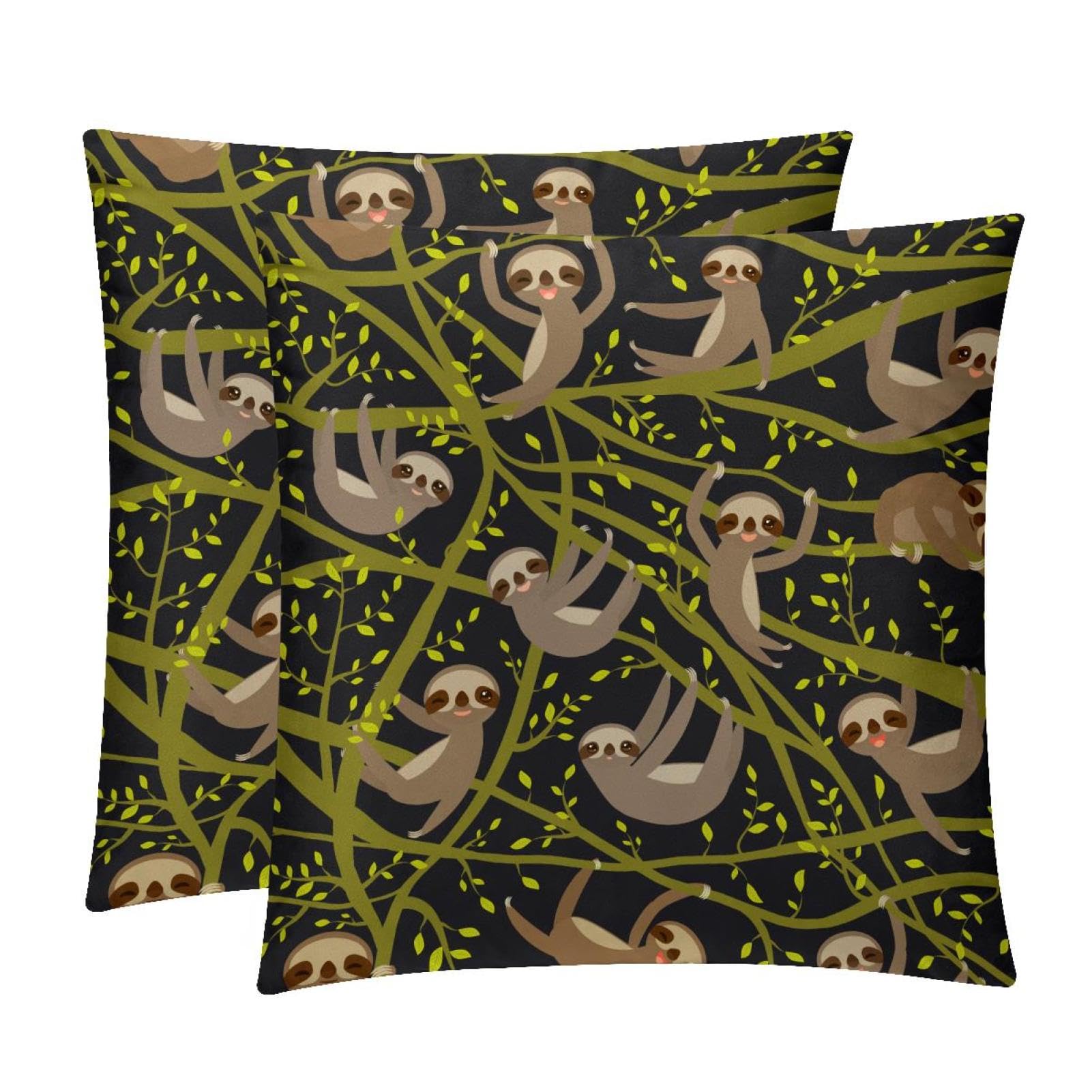 TDGKPZ Cute Sloth Throw Pillow Covers 2 Pack Pillowcases Soft Cozy Pillow Cases For Couch Bed Sofa 50x50cm