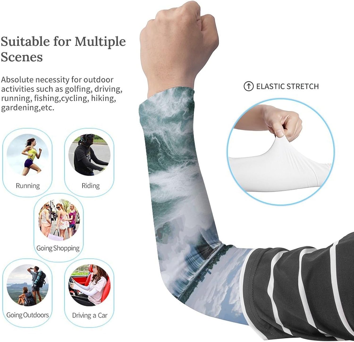 Sports Cooling Arm Compression Sleeves UV Sun Protection Arm Sleeves for Men Women Golf Arm Sleeves