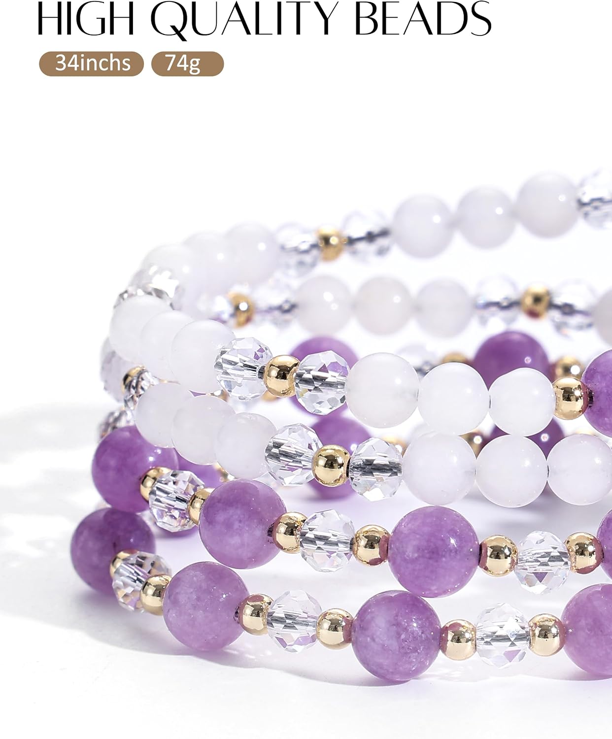 Natural Stone Beaded Lanyards for ID Badges and Keys, Amethyst image 3