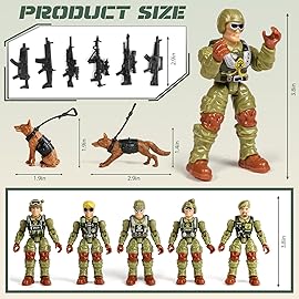 HAPTIME Army Men Action Figures with Weapons, Toy Soldiers for Boys, Plastic Army Toys for Boys 6-8, Birthday Gift for Military Collectors (6Pcs Green + 6Pcs Yellow)