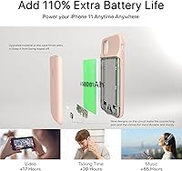 Vista 2 de DESTEK Funda de batería para iPhone 11, funda de carga portátil ultradelgada de 4500 mAh, funda protectora recargable compatible con auriculares