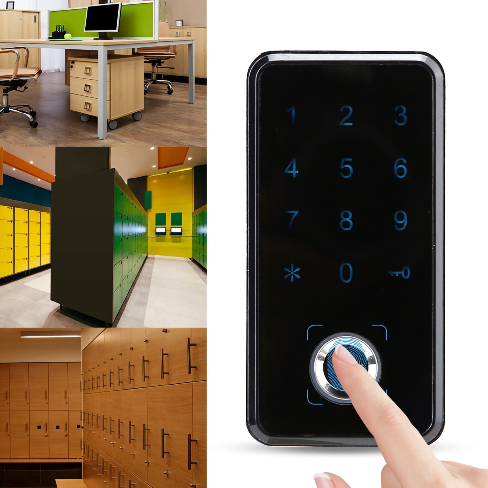 Cerradura Inteligente sin Llave con Huella Digital, Diseño Compacto con Doble Desbloqueo para Gabinetes y Archivos, Ideal para Familias y Oficinas (Plata)