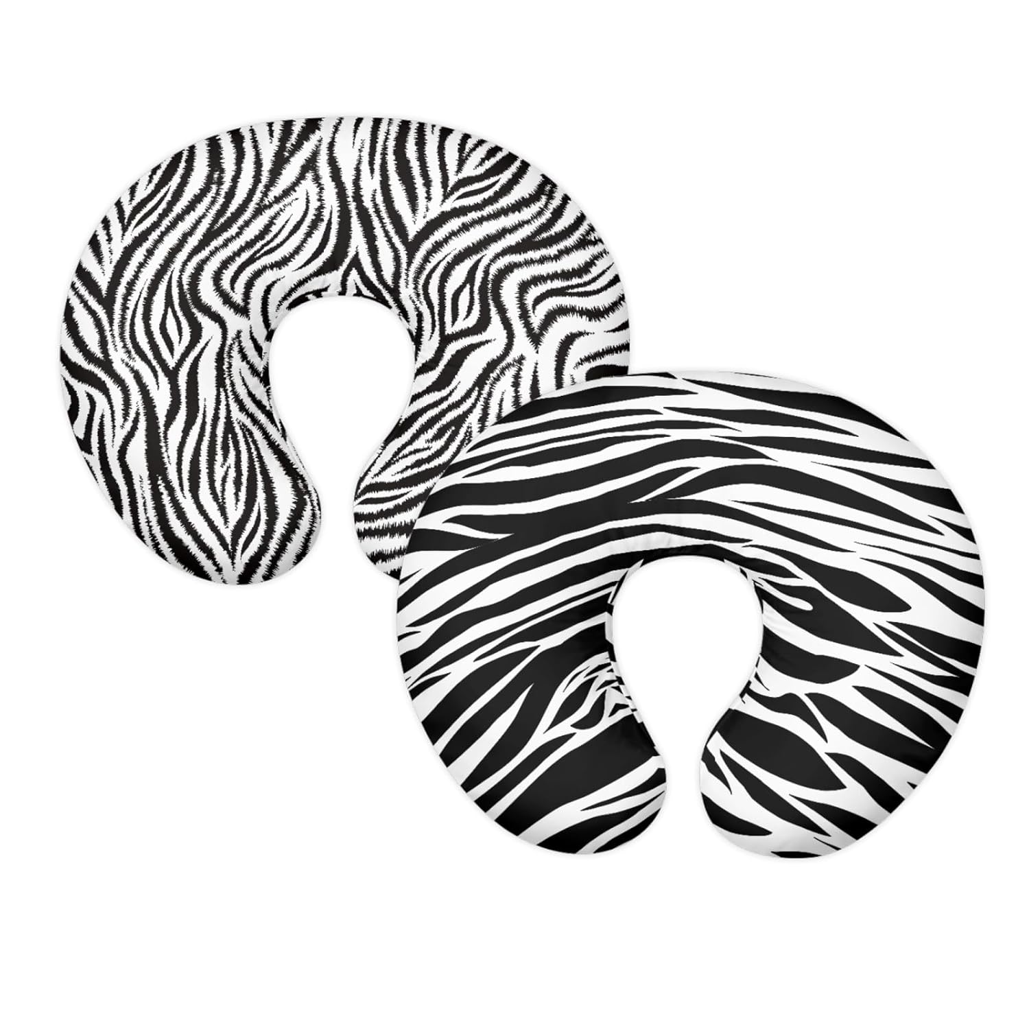 GOSTONG 2 Pack Nursing Pillow Covers Nursing Pillow Slipcover for Breastfeeding Moms, Black Zabra Stripes Soft and Stretchy Pillow Covers for Infant & Baby Girl