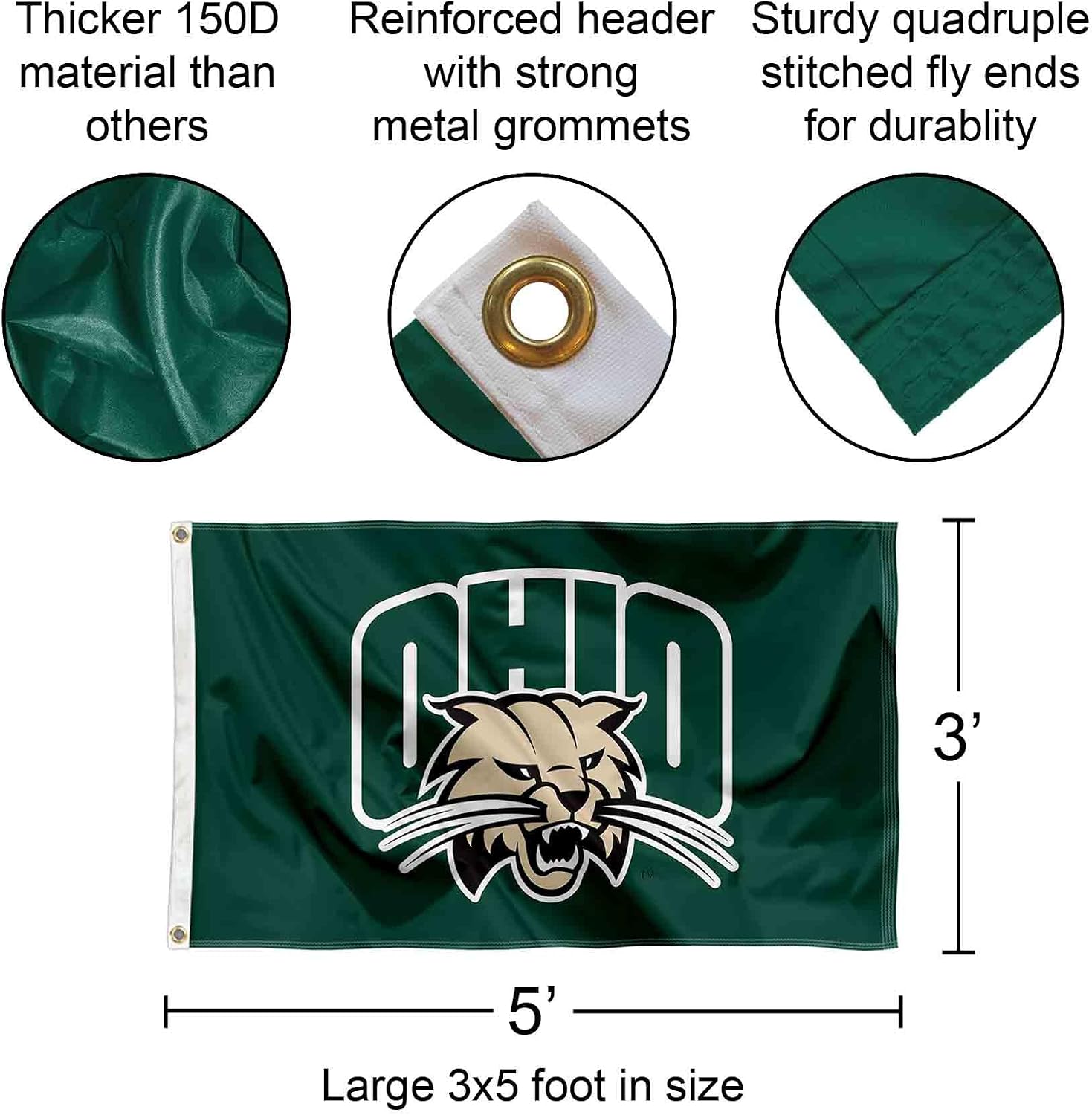 College Flags & Banners Co. Ohio University Flag and Pole Bracket Mount Bundle