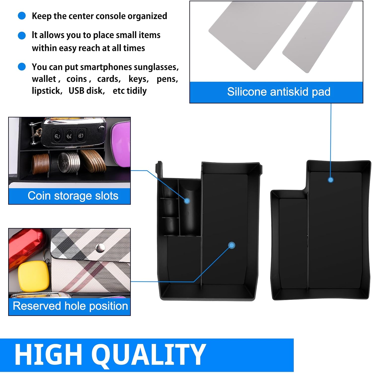 SHAOHAO 2PCS 2025 Outback Center Console Organizer for 2020 2021 2022 2023 2024 2025 Subaru Outback Legacy Accessories Console Tray Outback Legacy 2024 2025 Storage Box Insert Tray