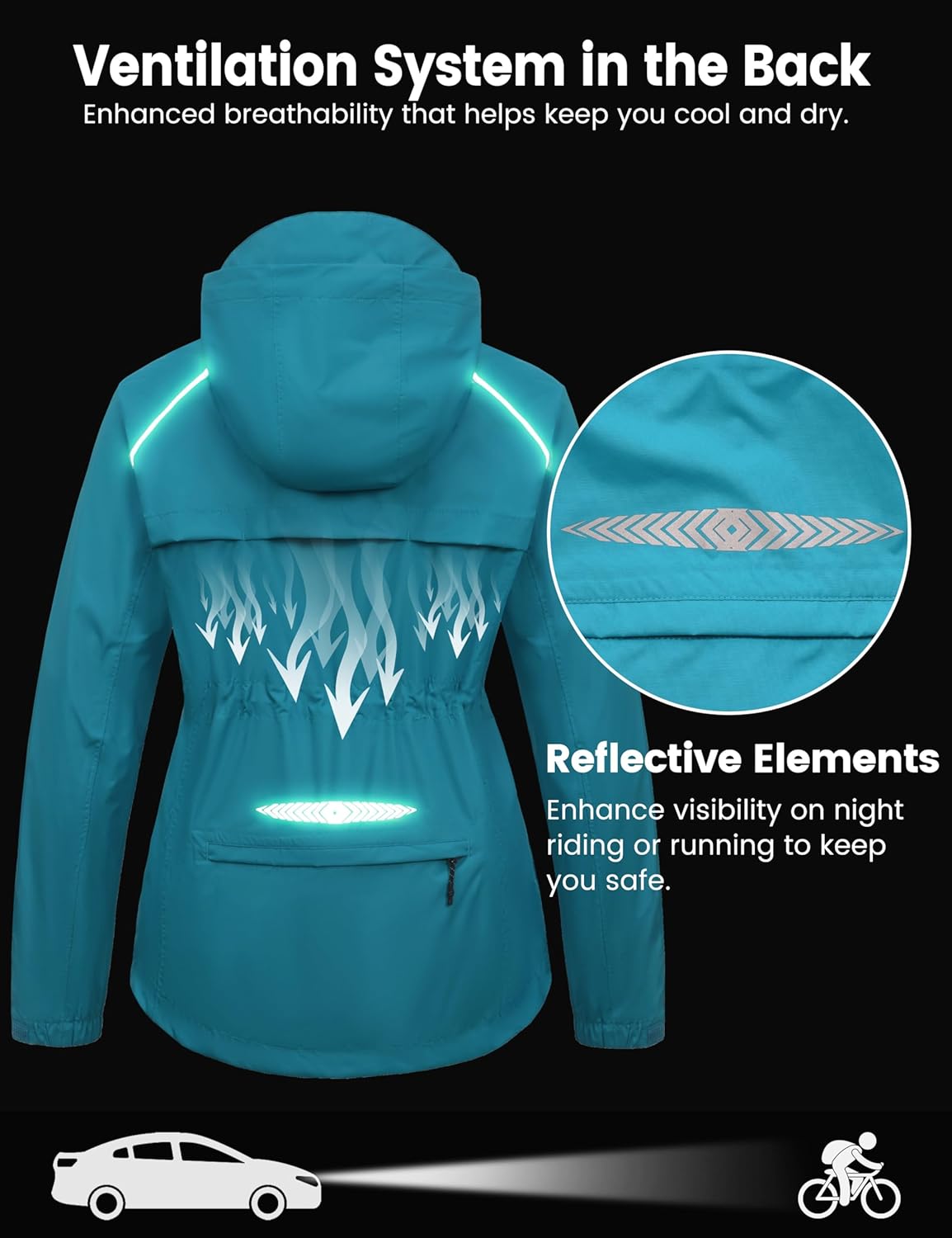 Little Donkey Andy Women's Lightweight Packable Cycling Jacket, Waterproof Windbreaker for Running & Biking - Image 5