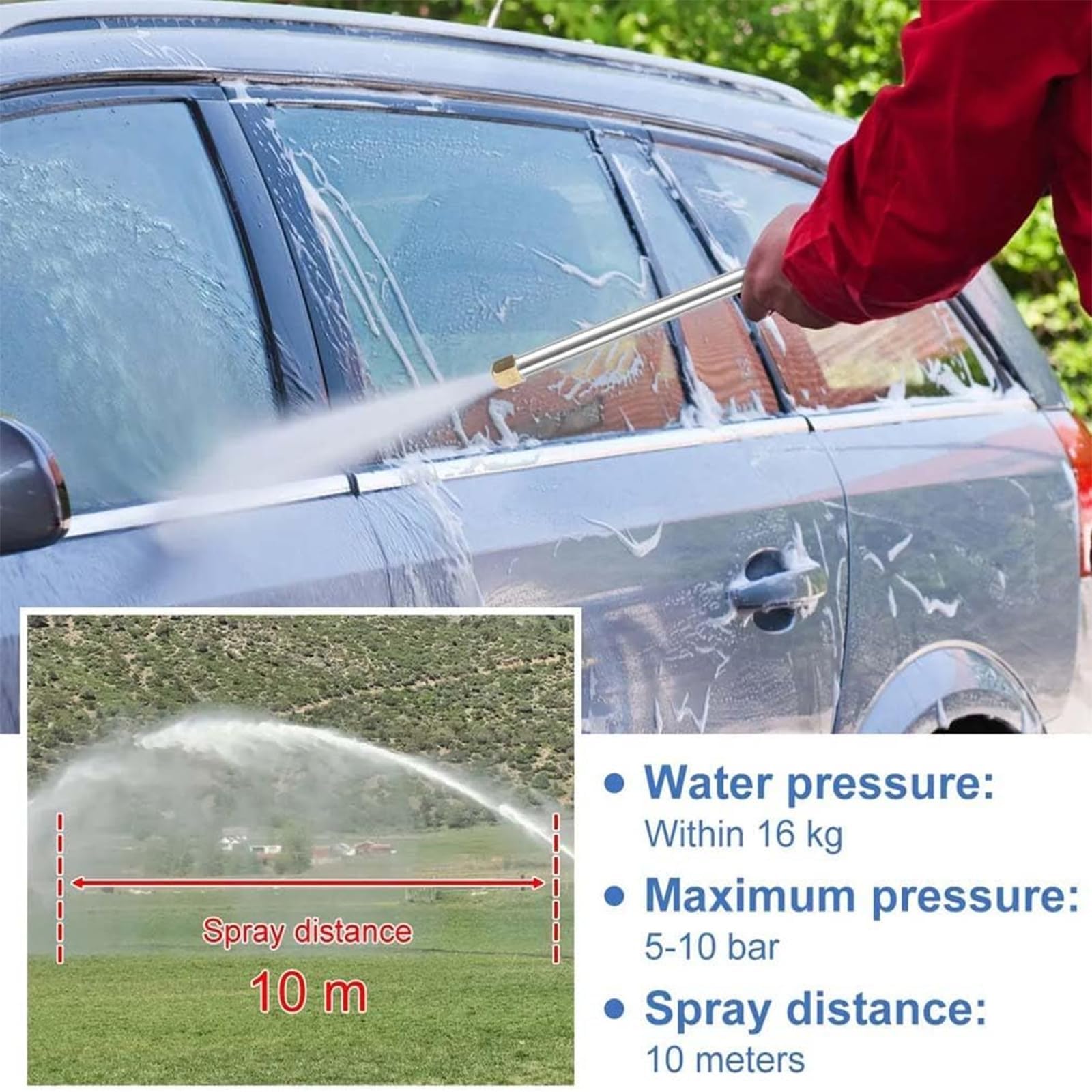 Dysza ciśnieniowa Jethose – urządzenie wysokociśnieniowe 2 w 1 (3000 PSI) z dwiema wymiennymi końcówkami i szybkozłączkami do węża ogrodowego. Lekka myjka strumieniowa (Czarny,1)