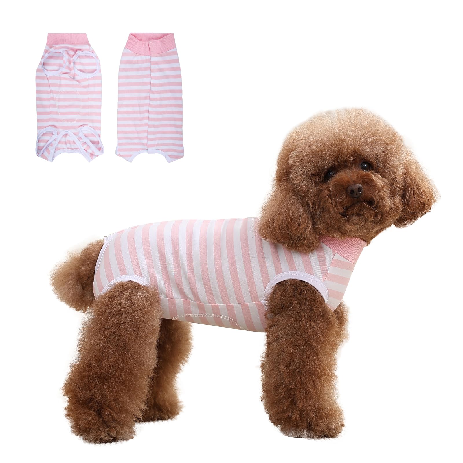 DoggieKit Dog Surgery Recovery Suit,Surgical Recovery Suit for Female and Male After Surgery, Dog Surgical Shirt,Puppy Onesie Bodysuit for Small Medium Dogs and Cat (Pink/White, XL)