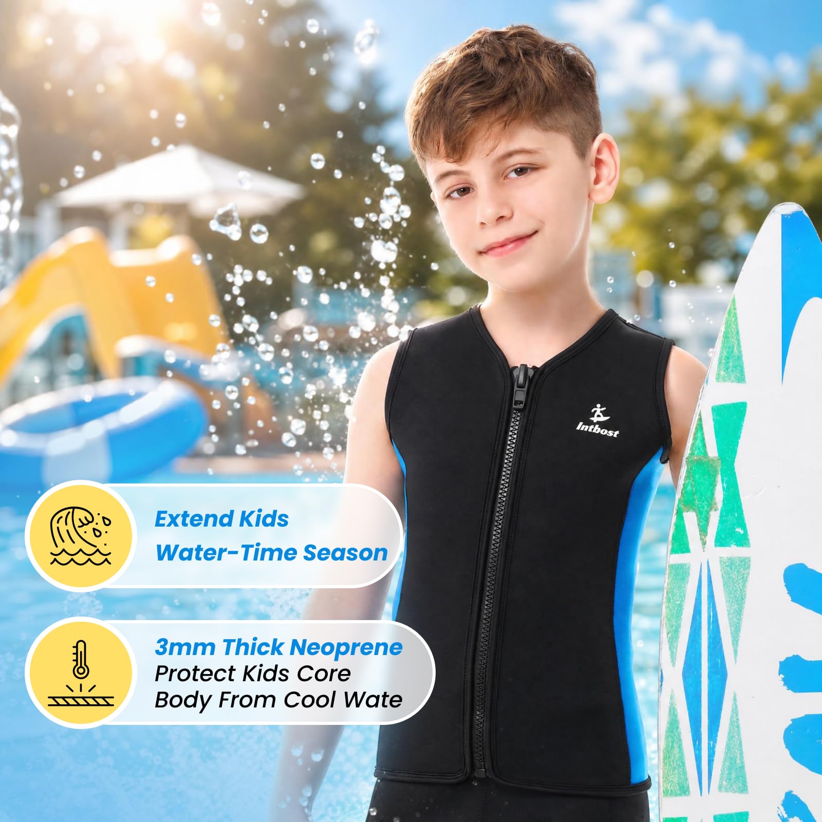 Neoprene Vest 3mm Kinder Neoprenanzug Weste Front Zip Ärmellose Nassanzug Tops Neopren Nassanzug Weste Jacke Tauchen Weste Schwimmen Kanu Surfen Size 10