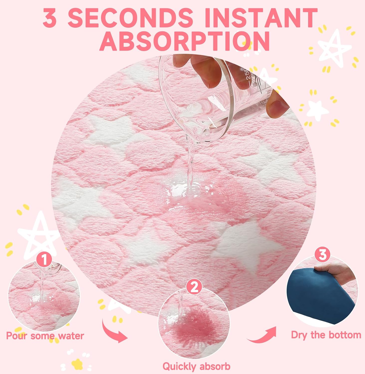 Homimp 2 Pack Guinea Pig Bed, Waterproof Reusable Small Animal Bed,Super Absorbent Pee Pad Mat for Rabbit Bunny Hamster Rat Hedgehog Chinchilla,Washable Fleece Cage Liners, Pink 24"x47"