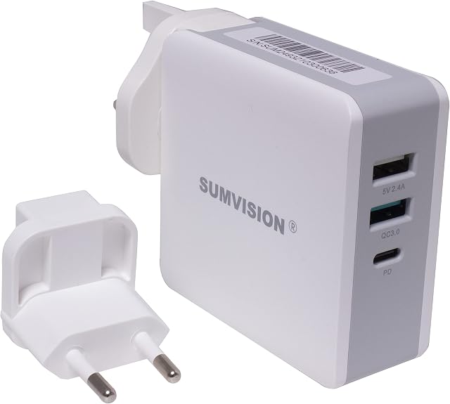 SUMVISION 65W PD USB C Charger Plug Quick Charge Multi Port Travel Adapter Fast Wall Charger for Apple Macbook Pro iPad Pro iPhone Android Laptops Phones Tablet Nintendo (UK DESIGN UK TECH SUPPORT)