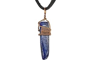 Handmade Copper-Wrapped Natura Lapis Lazuli Pendant with Adjustable Leather Cord