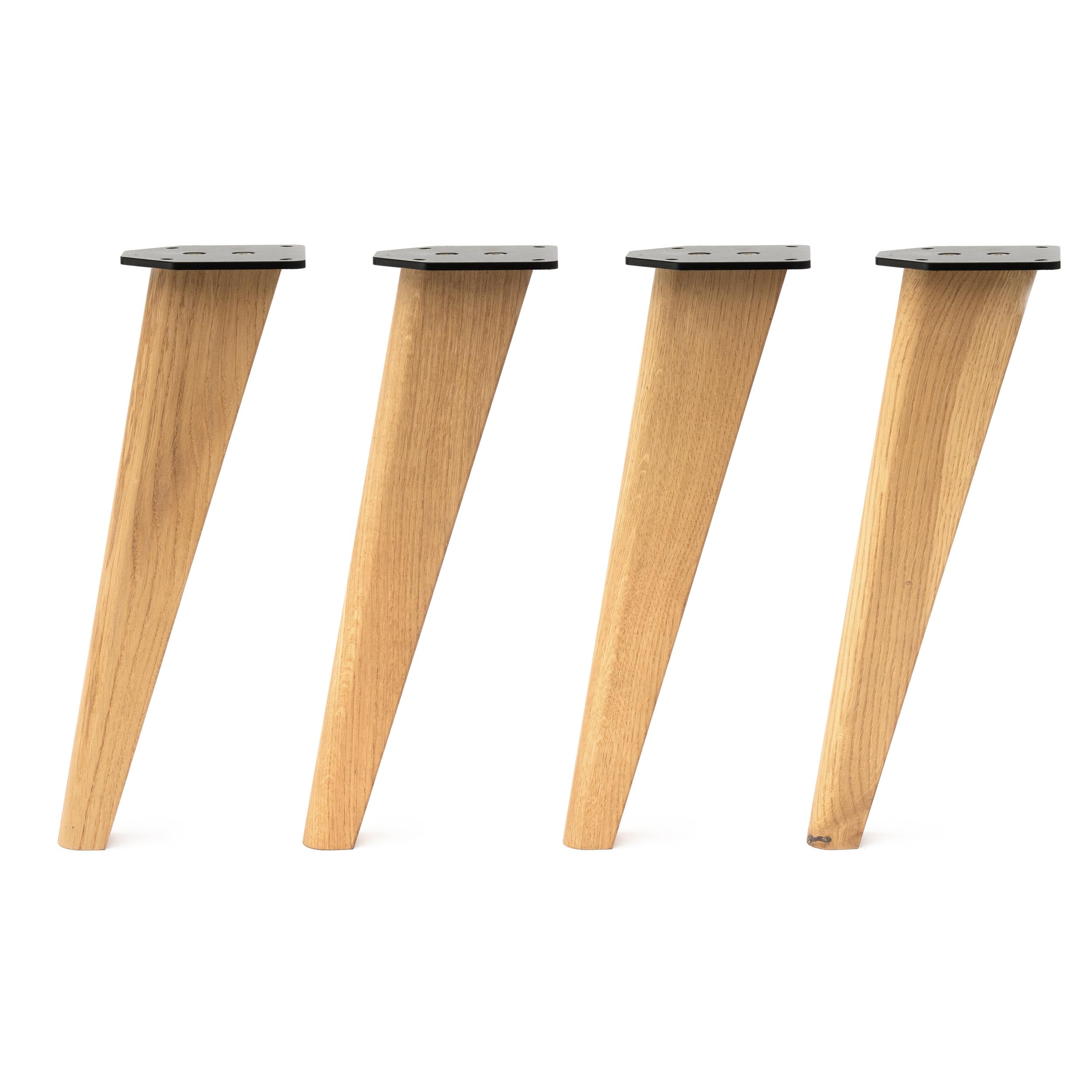 [HLC] 4 x Tapered Oak Bench Legs – Solid Oak Wood – Precision Crafted for Dining Tables, Desks, and Furniture Projects – Smooth Finish with Free Screws Included, 40cm [Bench, Hard Wax Oil]