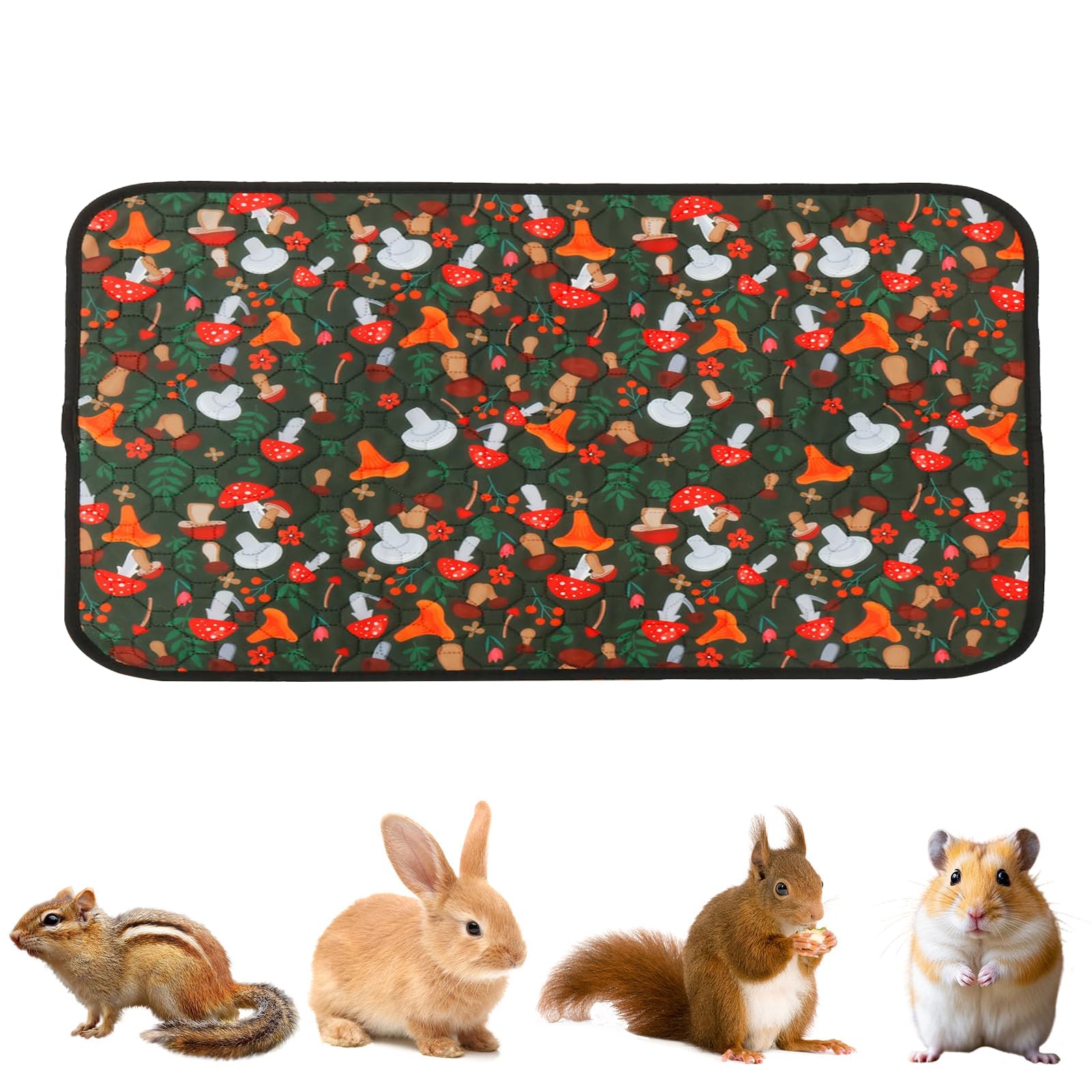Fodera Per Gabbia Per Porcellini D'India, Lettiera Lavabile E Riutilizzabile Ad Assorbimento Rapido, Tappetino Impermeabile Antiscivolo Per Piccoli Animali Domestici (funghi verdi, 120x60cm)
