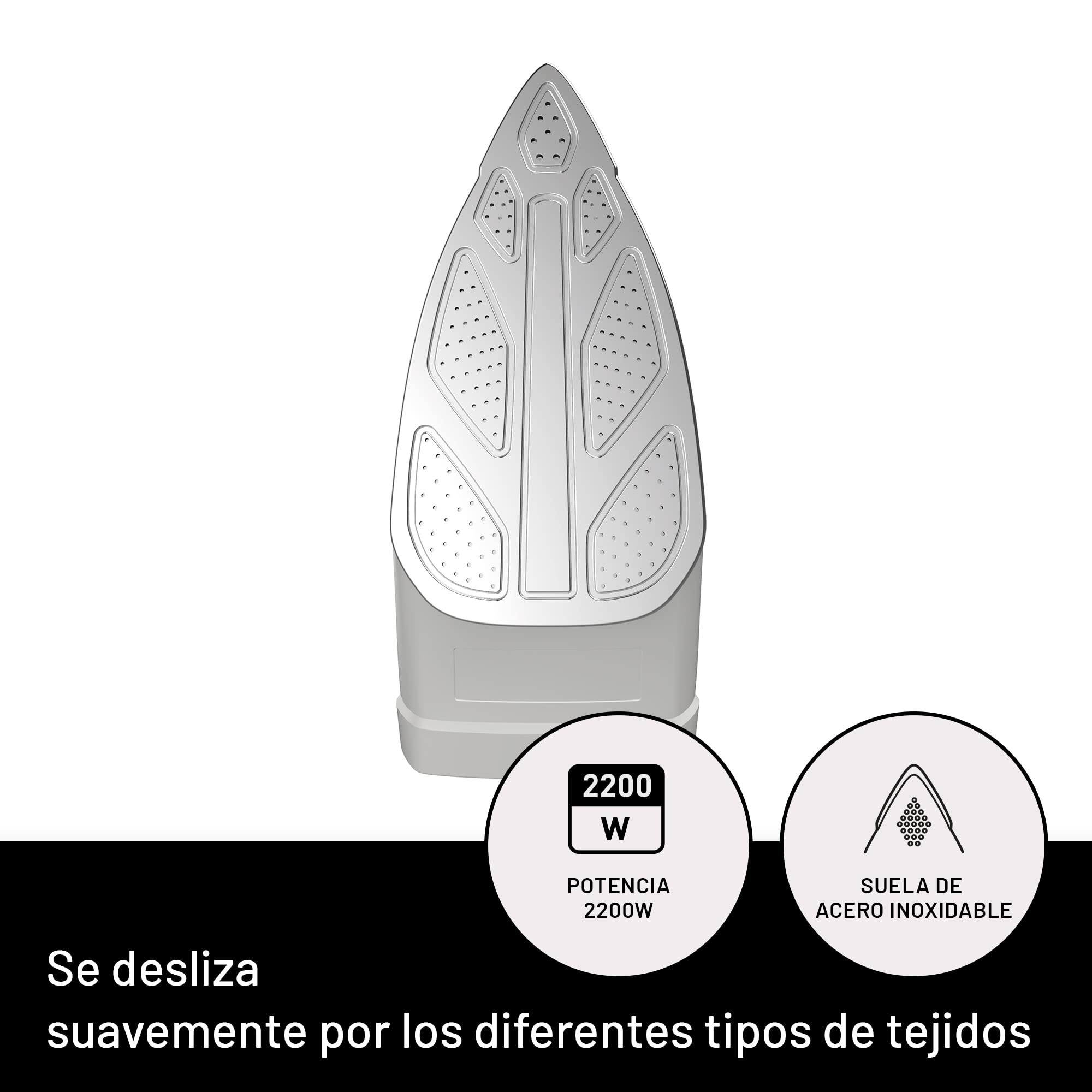 Imetec ZeroCalc Z1 2500, Plancha tecnología Anti-Cal, Suela de Acero Inoxidable, 2200 W, tecnología de Ahorro de energía, Golpe de Vapor de 120 g