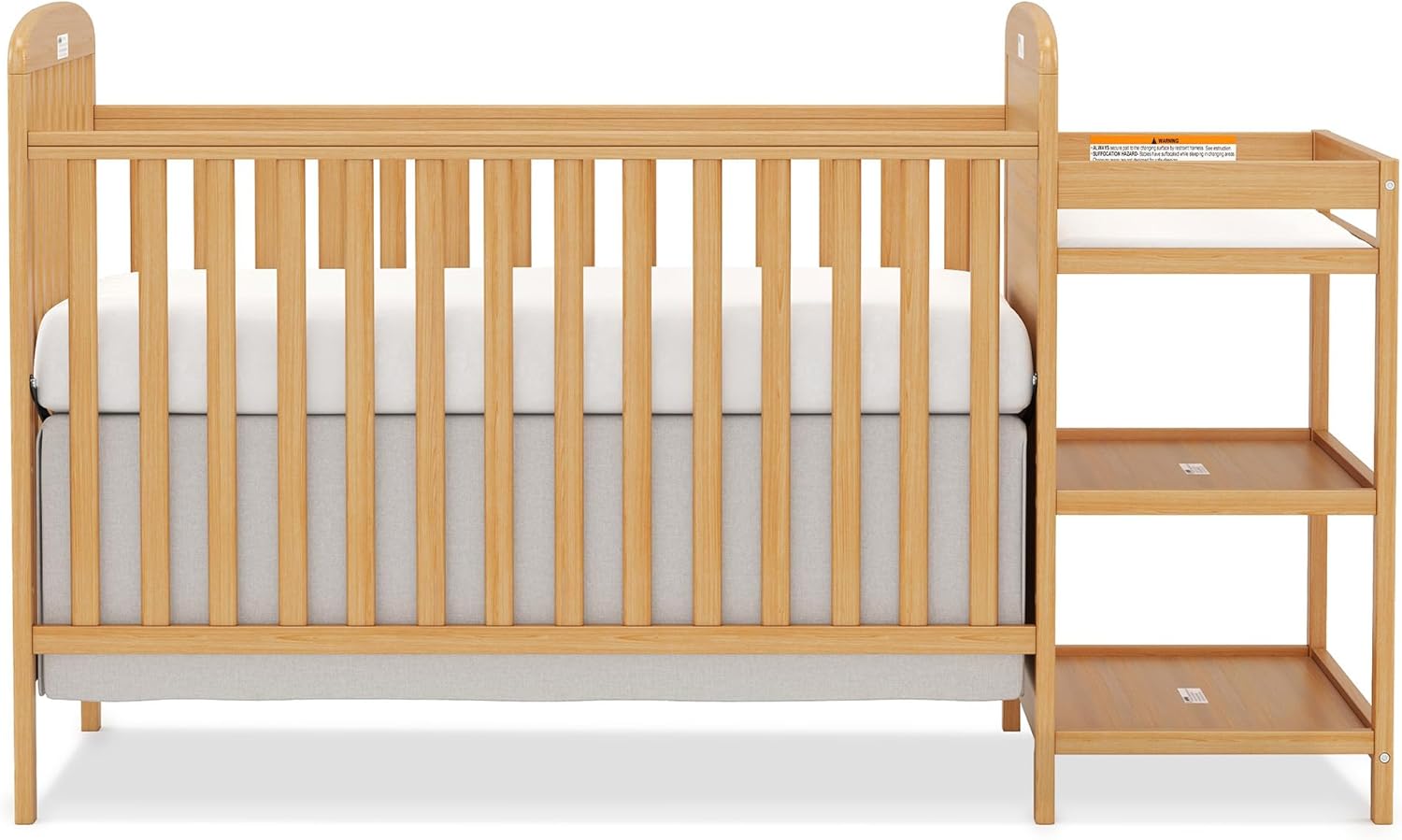 4-in-1 Convertible Baby Crib with Changing Table Combo, Wooden Full Size Nursery Crib Turns into Toddler Bed and Daybed, 4 Adjustable Heights, Non-Toxic Finishes (Natural)