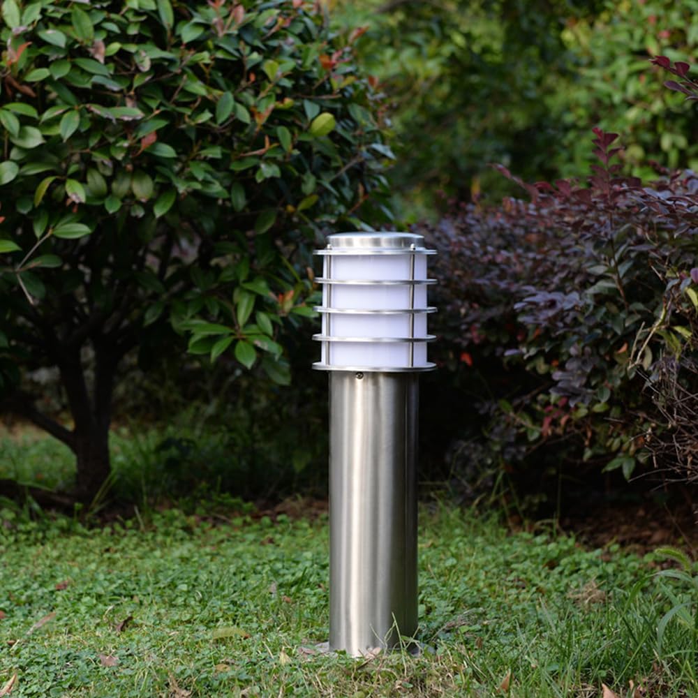Outdoor Landscape Path Light Rustic Bollard Lantern Vintage Pathway Lamps with Acrylic Shade Waterproof Bollard Lighting Cylinder Lawn Floor Lamp for Porch Patio Yard Driveway