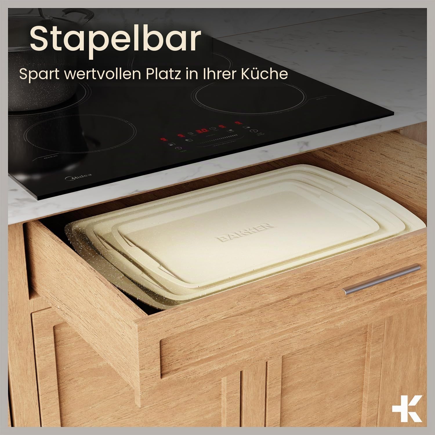 Bakken Swiss - Bakeware Set - 6-teilig - Stapelbar, Deluxe, Antihaft-Backformen für Profi- und Heimkochen - Kohlenstoffstahl, weiße Steinbeschichtung