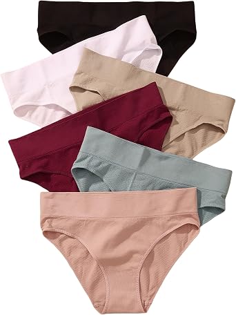 XI LIU 6 Pack Bikini Underwear for Women Stretch Breathable High Waist Womens Bikini Panties