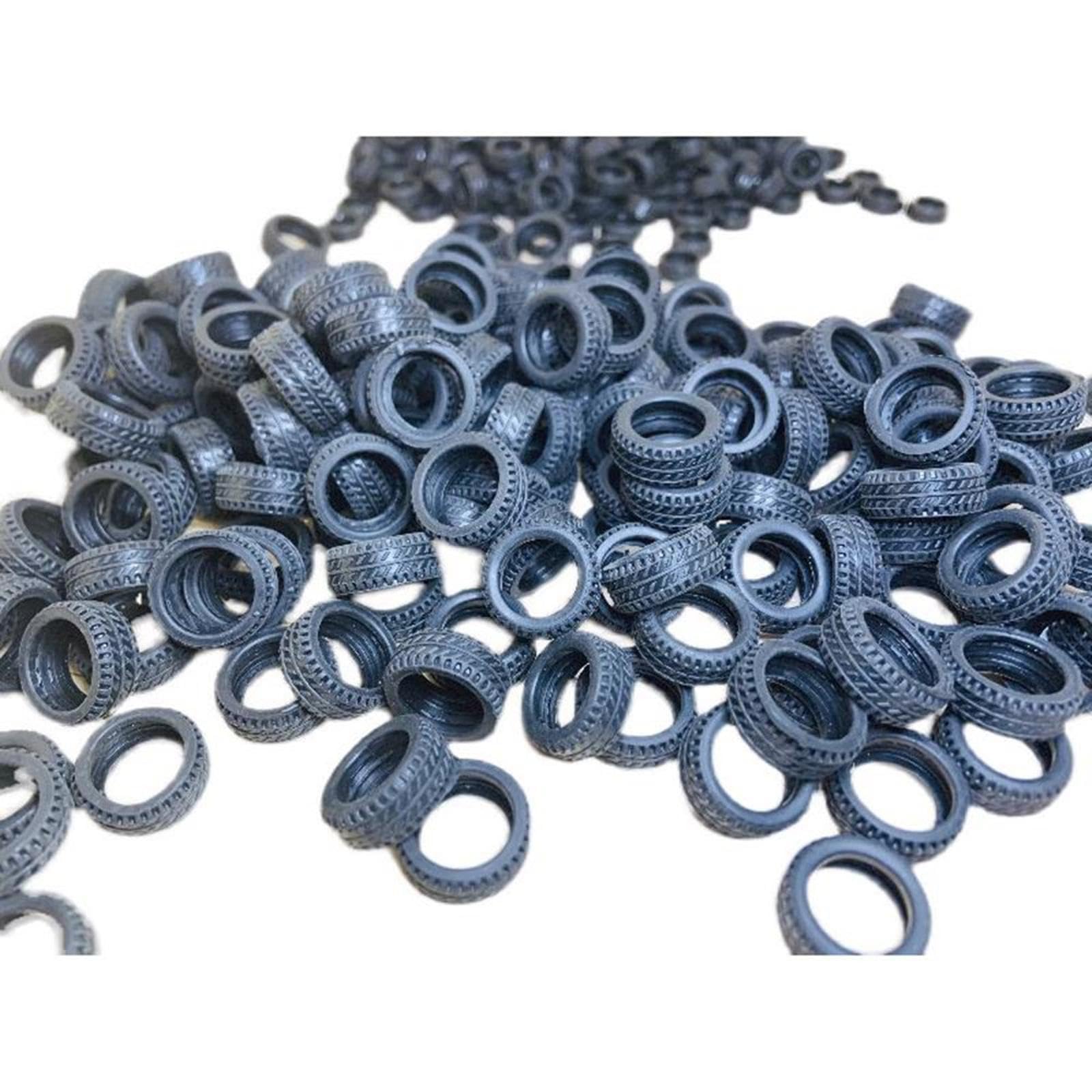 ZEZEFUFU 50 pièces 1/32 modèle de voiture mini pneus en caoutchouc accessoires de scène diamètre 20 mm roue en caoutchouc RC pièces de voiture