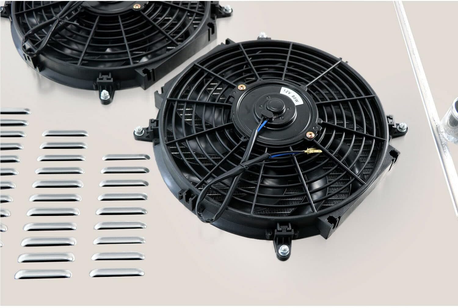 CU2711 4 Row Aluminum Radiators for 2003-2009 Dodge Ram 2500 3500/2008-2010 Ram 4500 5500 5.9 6.7 L6 Cummins Diesel, Radiators with Electric Fan Shroud Thermostat Kit