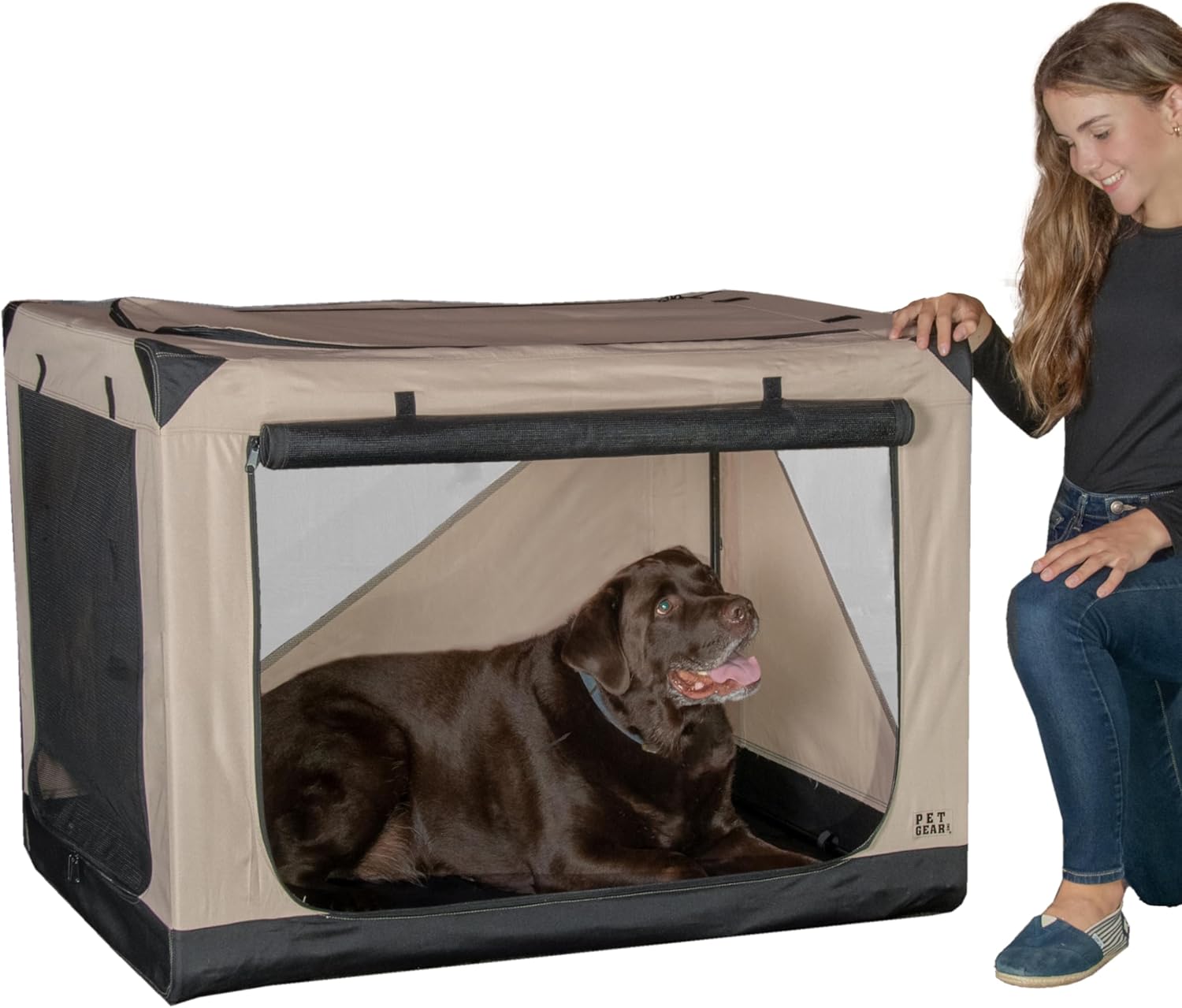 Pet Gear 42” Insta-Fold Soft Dog Crate in Sand Color