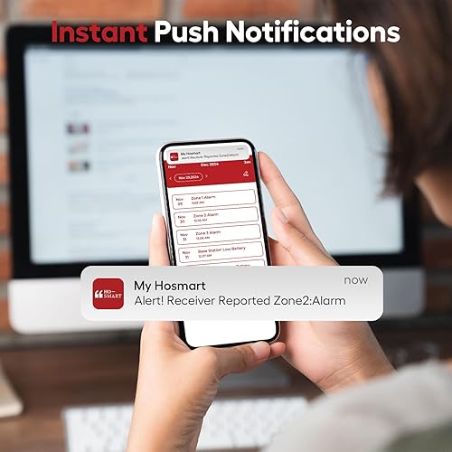 Miniatura 2 de eMACROS Alarma solar Pro 4 para entrada con aplicación, rango de 12 milla, perfecta para usar con cámaras de seguridad para el hogar, estación base