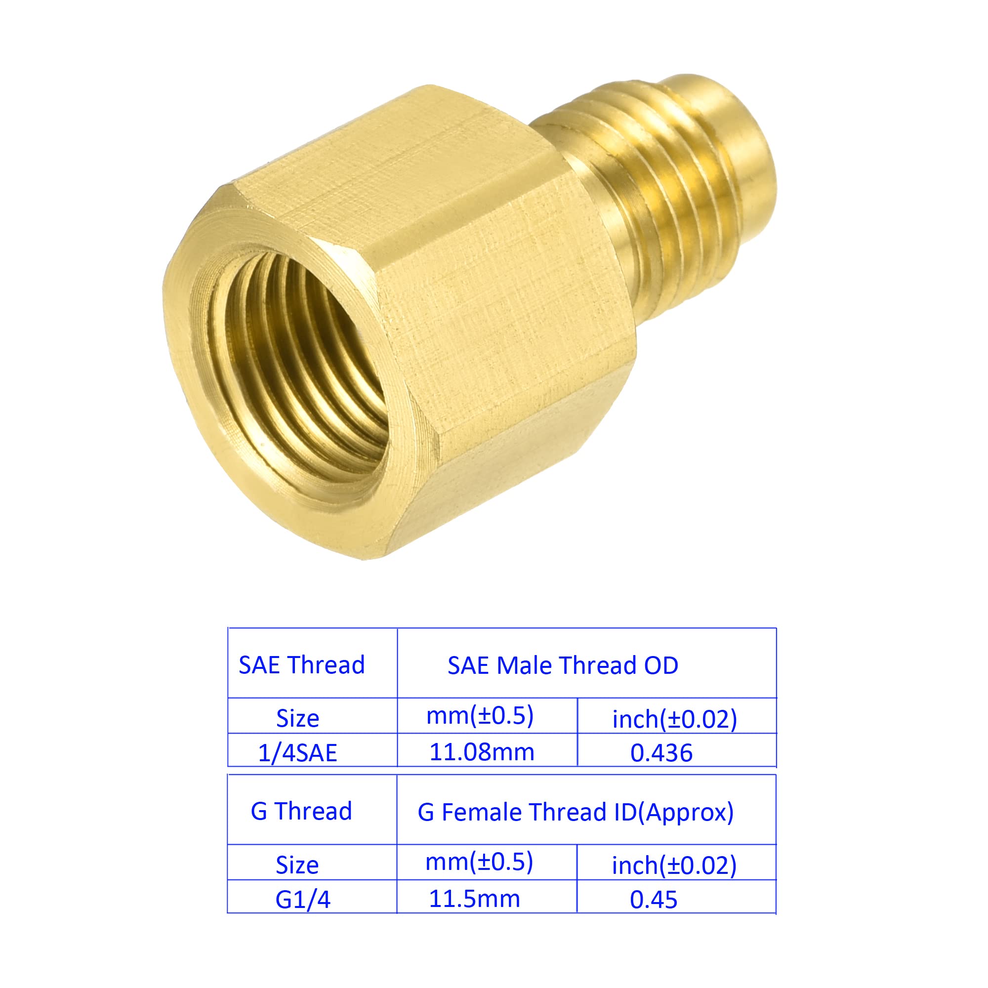 M METERXITY 2pz Ottone Tubo Raccordo Riduttore Adattatore Dritto Giunto 1/4SAE Maschio G1/4 Femmina Giallo