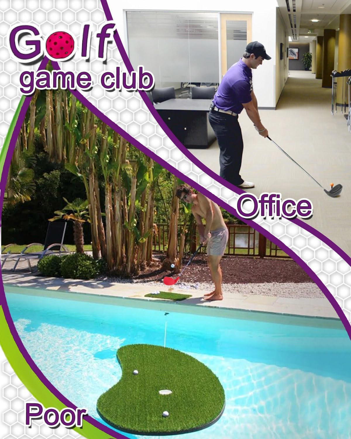 KOFULL Golf Clubs with Oversize Plastic Head, Golf Set with 2 Clubs, Steel Shaft Club for Backyard Yard,for Outdoor Games for Adults and Family, Hit Plastic Foam Balls，36", Red/Gray