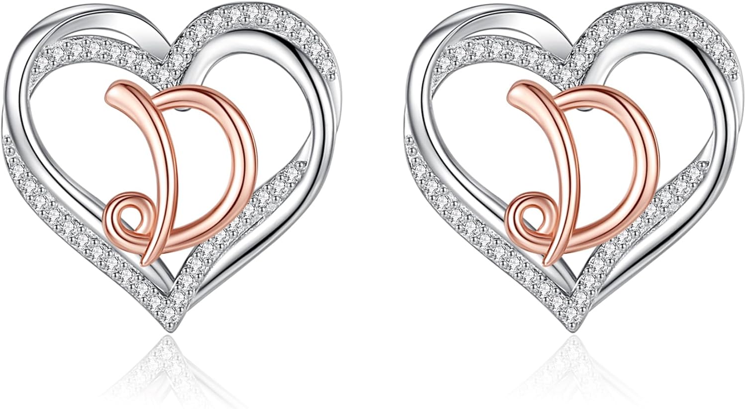 INFUSEU 925 Sterling Silver Initial Earrings for Women Girls, Cute Heart Letter Jewelry Gifts