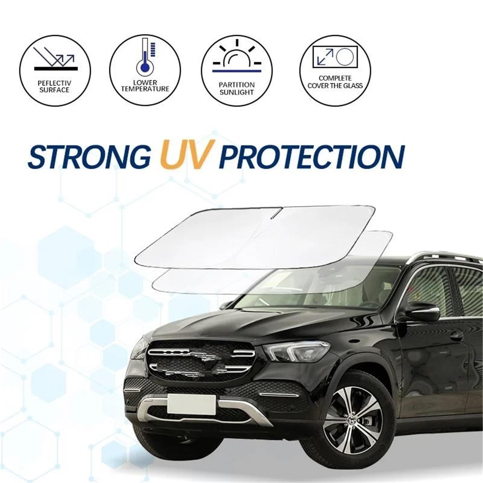 Parasol Accesorios Coche Parasol Interior Parabrisas Bloques Protector Visera UV Plegable para Benz GLE350 450 W166 W167 Visera