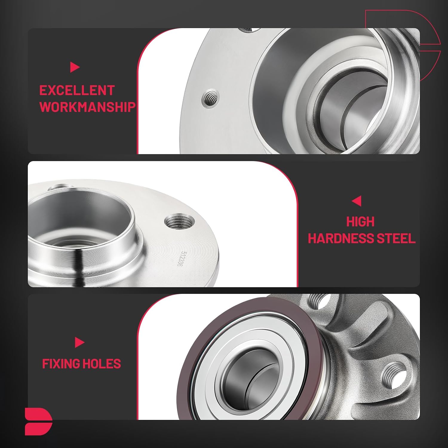 BDFHYK 512336 2PCS Rear Wheel Bearing and Hub Assembly FWD Compatible with Audi A3 Sportback e-tron 06-20, Compatible with VW Beetle Golf R SportWagen GTI Jetta Rabbit 06-21, Replaces 1K0598611