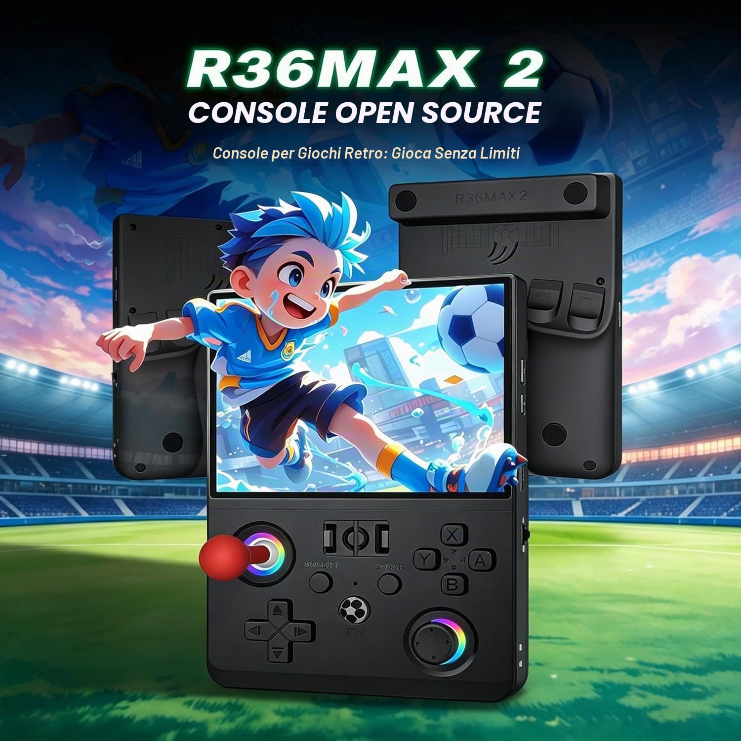 R36MAX Ⅱ 2026 NUOVA console di gioco portatile retrò, schermo IPS ultra grande da 4,5 pollici, console di gioco portatile con scheda TF da 128 G, batteria da 4000 mAh, regalo di intrattenimento di